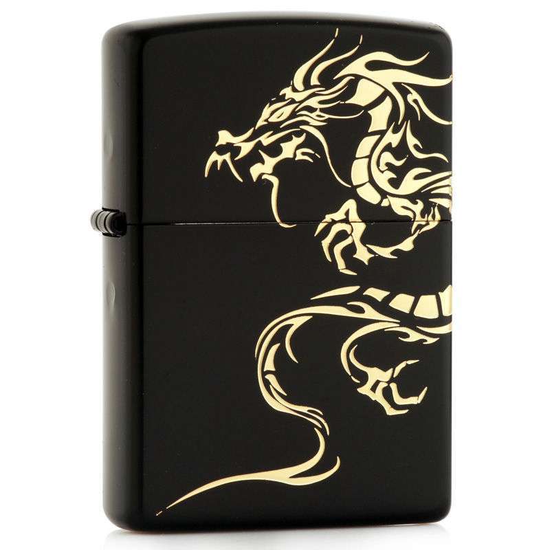 ZIPPO打火机SC1604 双面加工降龙 黑漆蚀刻39670