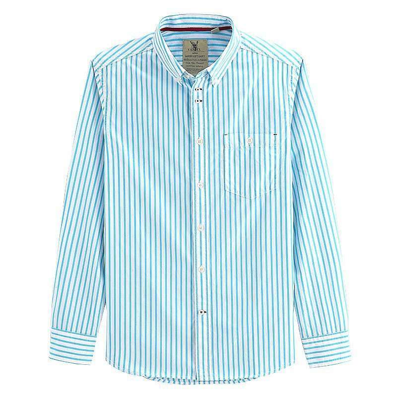VANCL凡客诚品 美式水洗条纹休闲长袖衬衫 水蓝条纹 M