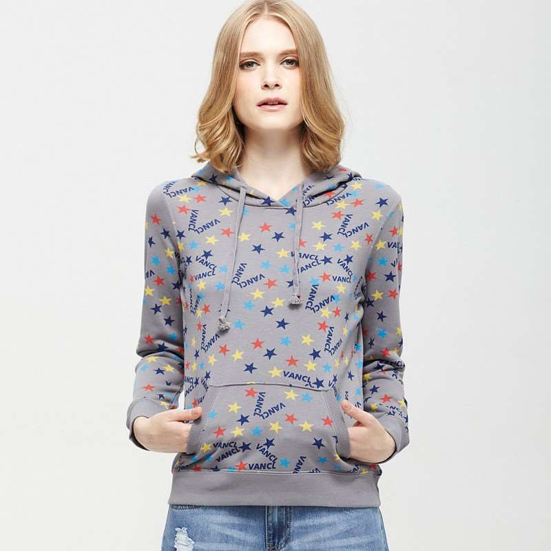 VANCL凡客诚品 满印连帽套头卫衣 Star（2）（女款） 灰