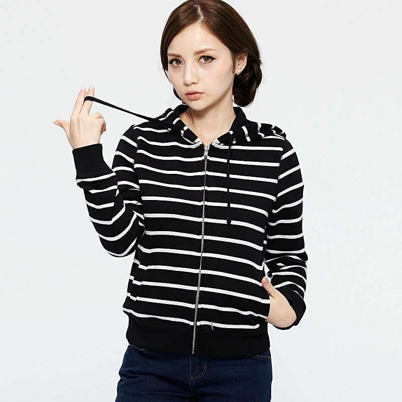 VANCL凡客诚品 Basic 条纹拉链卫衣(女款) 黑白条纹 L