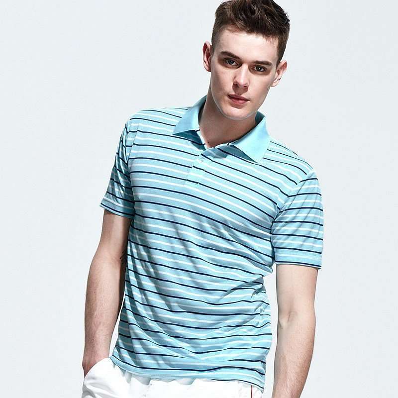 VANCL凡客诚品 经典缤纷条纹短袖运动POLO 冰蓝底白蓝条纹 XL