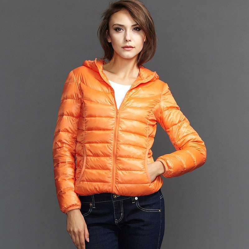 VANCL凡客诚品 超轻保暖连帽短款羽绒服（女） 橘色 XS