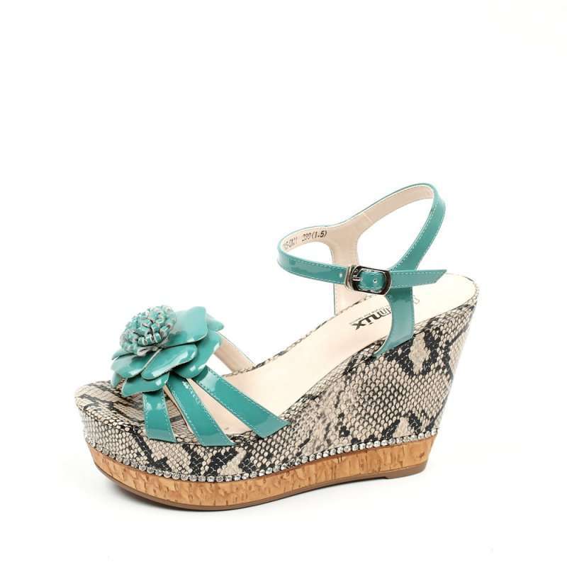 Teenmix 天美意2012年夏季墨蓝色漆牛皮女凉鞋1215-6 36