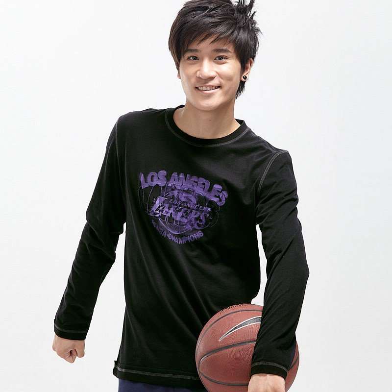 VANCL凡客诚品 男士NBA球队磨毛长袖T恤38884湖人黑色XXL