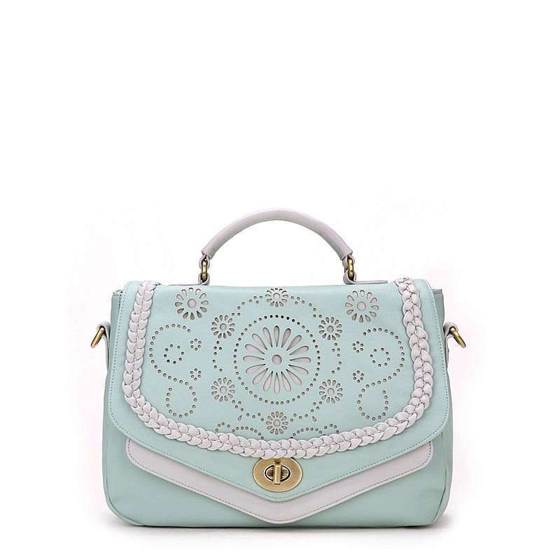 VANCL凡客诚品 女士森女美淑系列镂空邮差包36281绿色32*9*23 CM