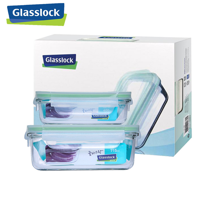 三光云彩Glasslock钢化耐热玻璃保鲜盒2件套装 GL2-09