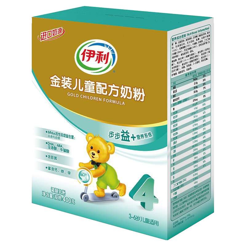 伊利 金装儿童配方奶粉 4段(3-6岁儿童适用) 400克