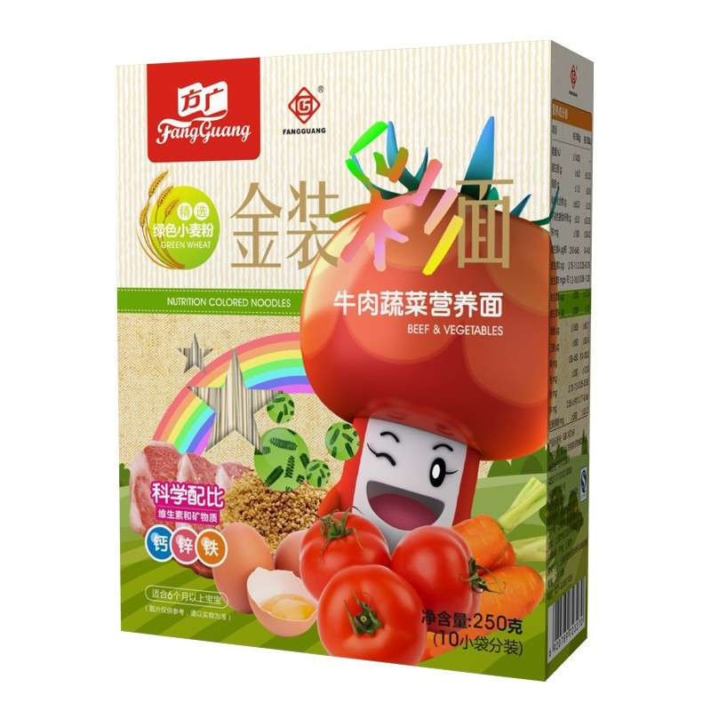 方广 营养面 婴儿辅食 牛肉蔬菜金装彩面250g/盒