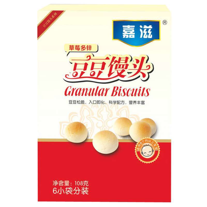 嘉滋草莓多锌豆豆馒头 18*6袋