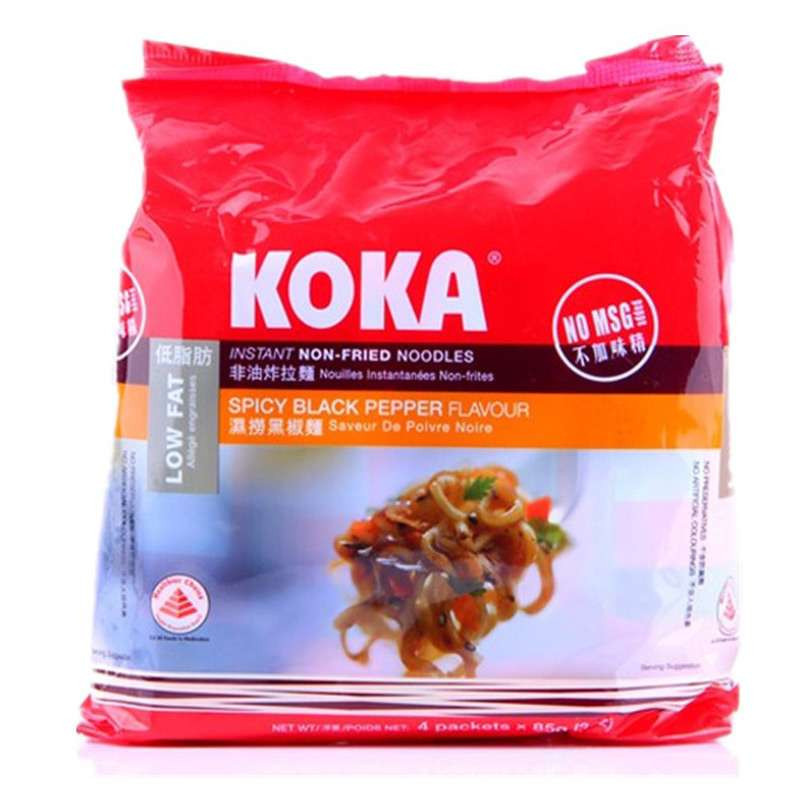 KOKA湿捞黑椒味快熟拉面（非油炸方便面）85g*4袋