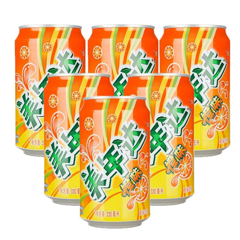 百事可乐 美年达(Mirinda) 橙味汽水 330mL*6听 六联包