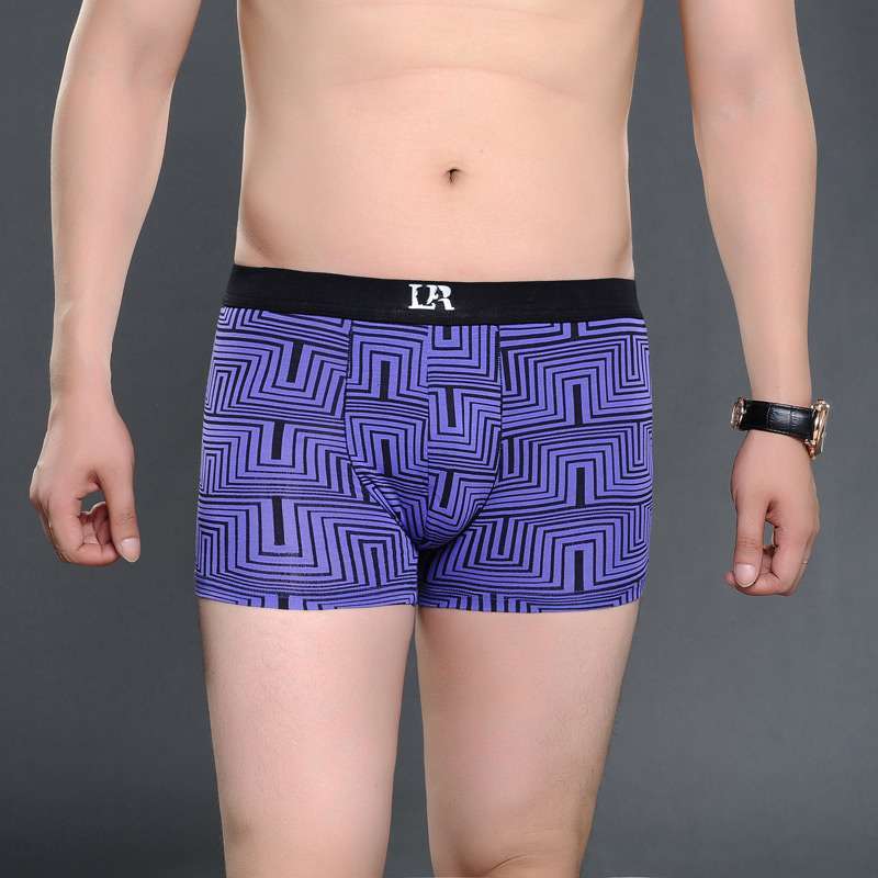 男左女右Boy Left Girl Right男士竹纤维品牌LOGO平角短裤紫色3条装(XXXL)7308
