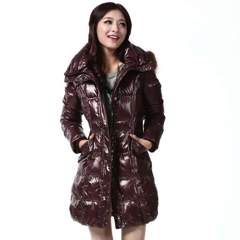 雪中飞 女装女油光泡泡领毛帽中款 XR9186(#209深枣红 175/100B(XL))