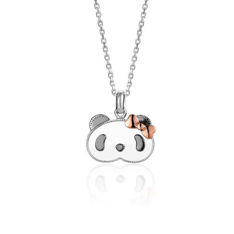 潮宏基 官方正品-熊猫系列-Chi-Chi & Qi-Qi-18K金 -白18K金坠链/项链（蝴蝶结）CHJ