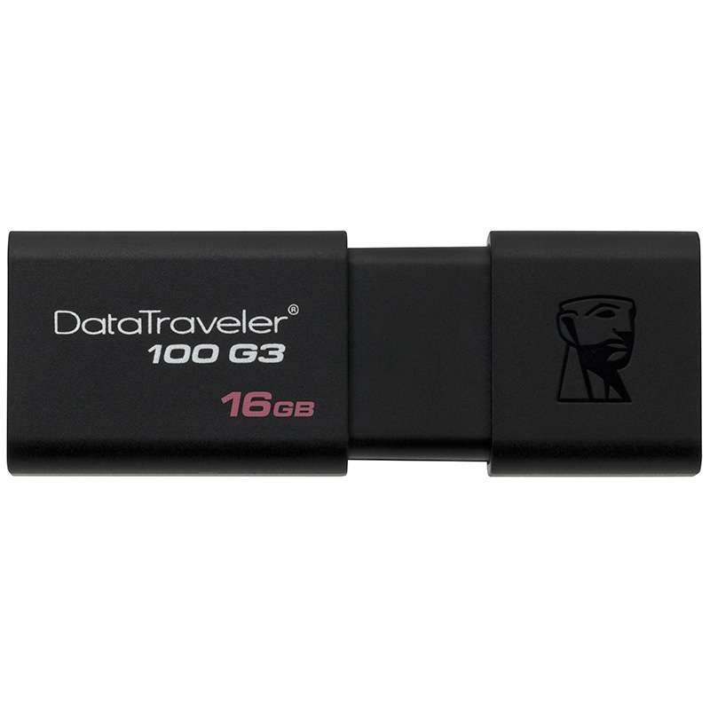 金士顿（Kingston）DT100G3 16GB USB3.0 U盘16g高速车载商务办公学生用16g优盘（黑色）