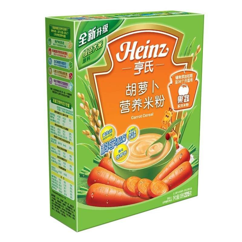 亨氏(Heinz) 胡萝卜营养米粉225g盒装