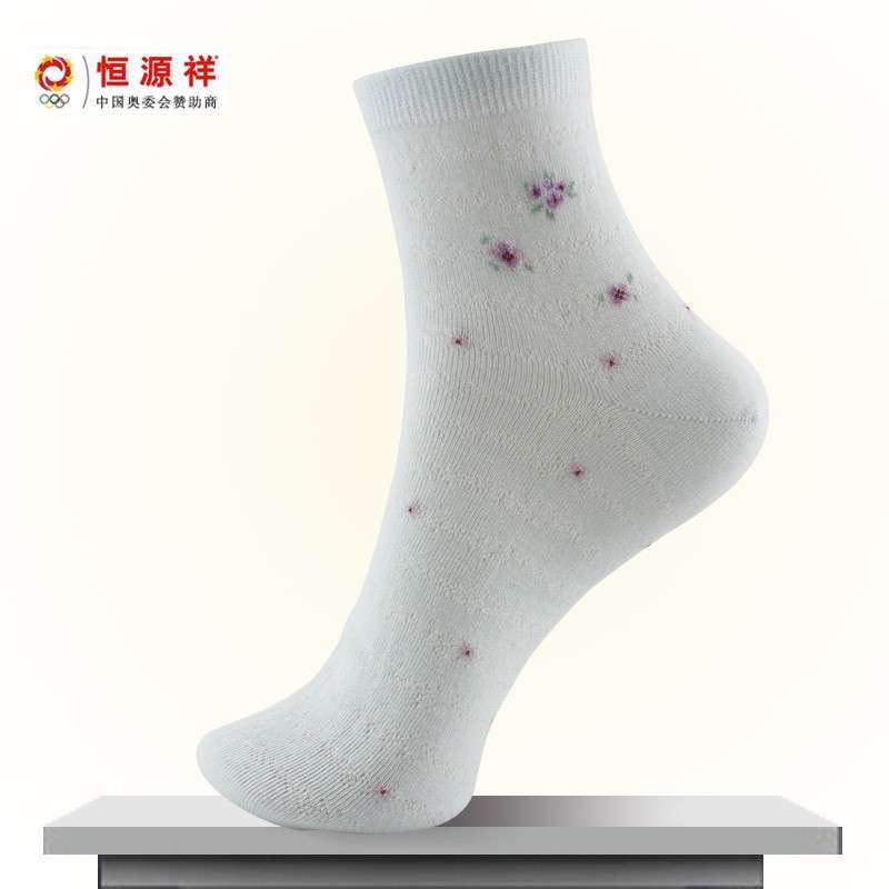 恒源祥薄款袜子女款 运动短袜 弹力宝纯棉提花女袜 4双装新品 抗菌防臭 棉袜AK 4661