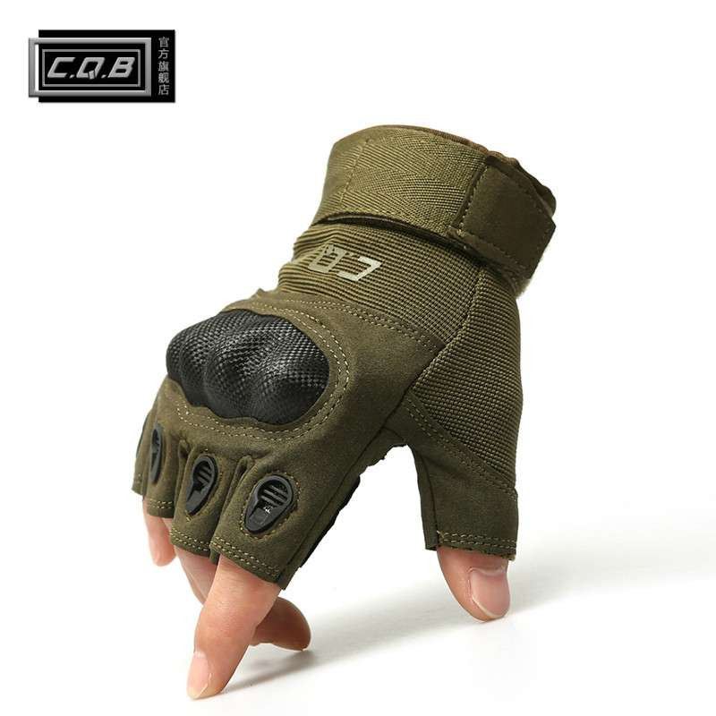 CQB 户外战术手套 军迷半指手套 O记 美军特种兵防滑作战手套 军绿L
