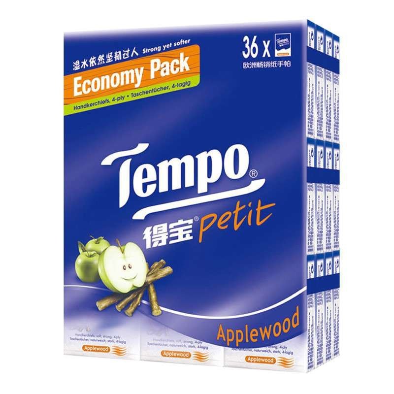 Tempo/得宝 迷你4层纸手帕*36包 苹果木味