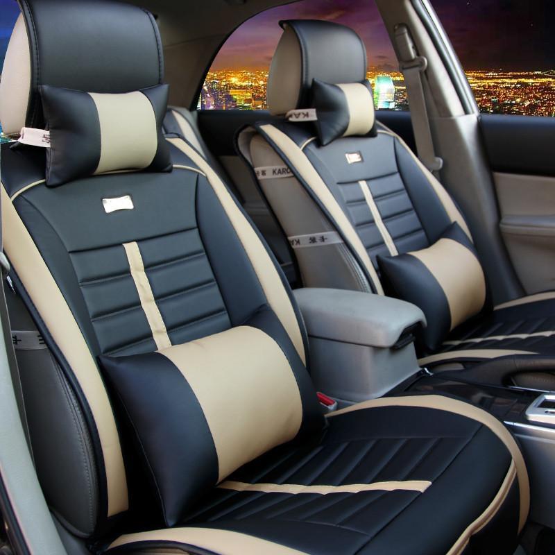 豪华商务皮革汽车坐垫 四季通用汽车座垫 科鲁兹凯越英朗逸全包围通用座垫黑色 黑色-豪华