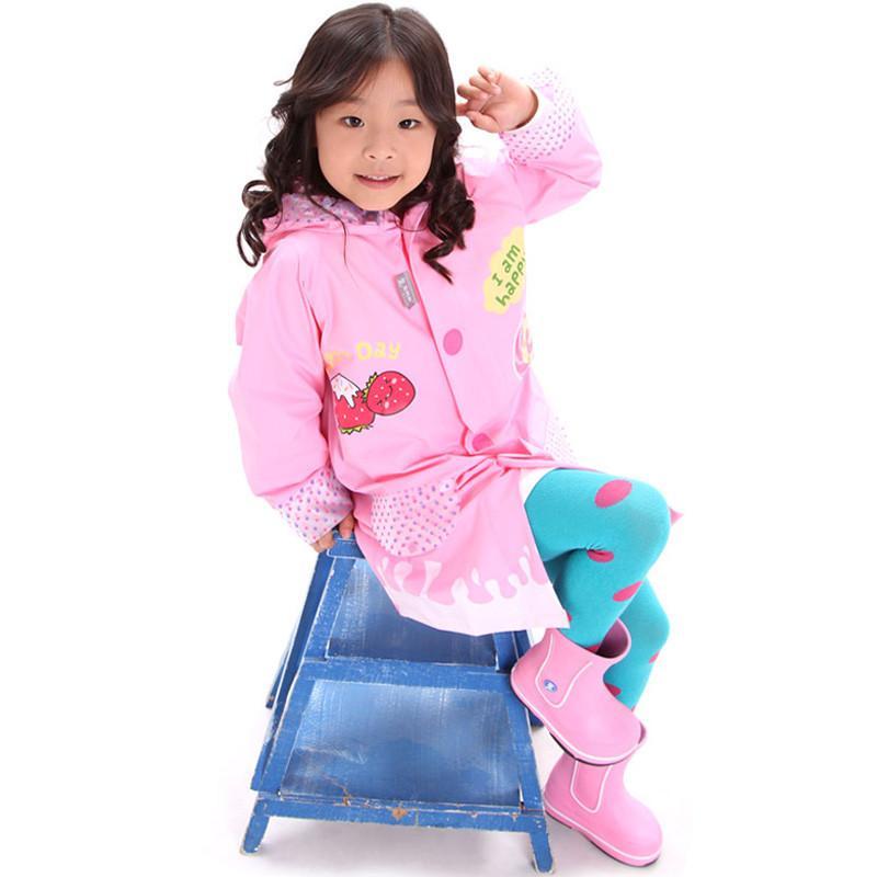 男女小学生儿童雨衣披时尚可爱 加厚连体雨披带书包位超软 粉色XXL