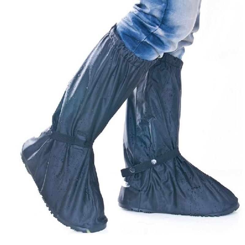 强迪牛津布防水鞋套H-608配防水条加厚底防雨鞋套男女通用 黑色XXS