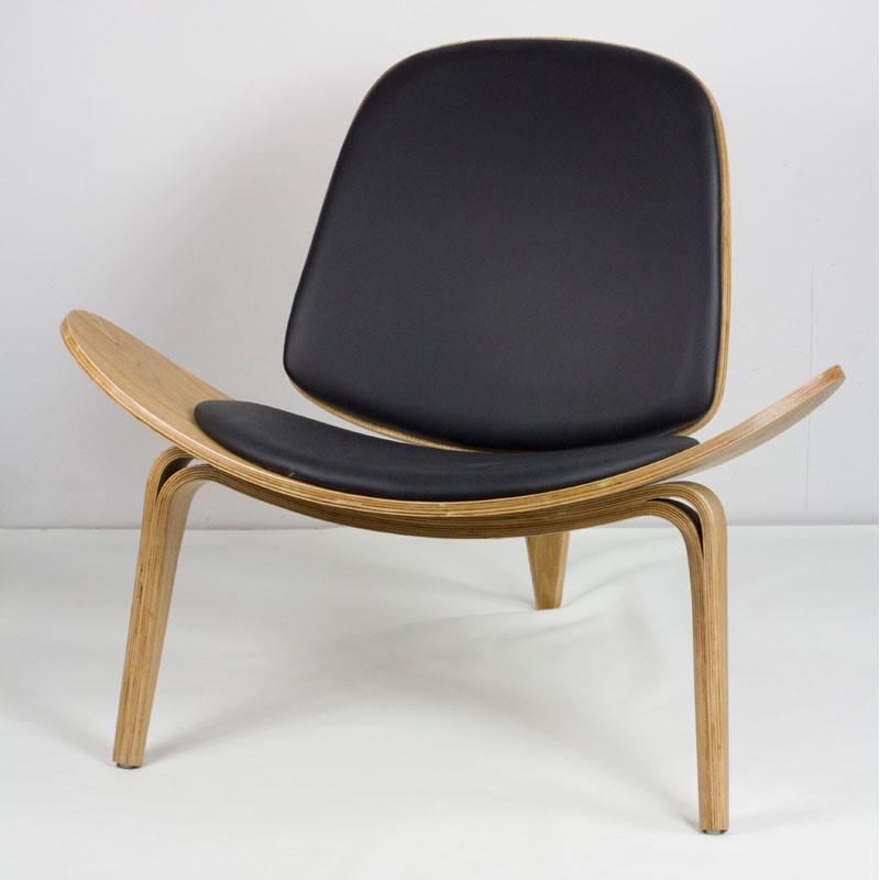 霍客森丹麦Carl Hansen Son 三脚椅CH07 飞机椅 弯板曲木椅实木椅 原木黑PU