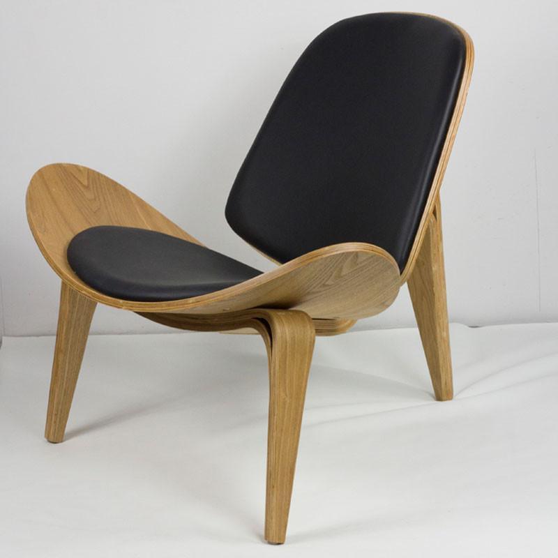 霍客森丹麦Carl Hansen Son 三脚椅CH07 飞机椅 弯板曲木椅实木椅 真皮坐垫