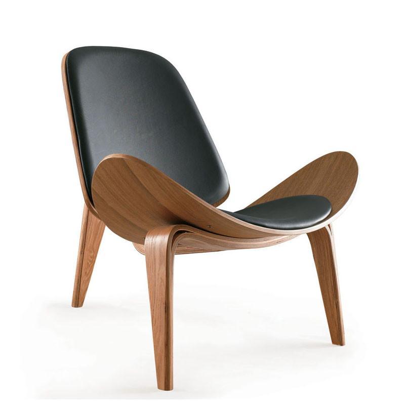 霍客森丹麦Carl Hansen Son 三脚椅CH07 飞机椅 弯板曲木椅实木椅 胡桃黑PU