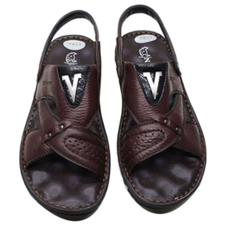 牛头牌v环露趾男凉鞋拖鞋按摩保健沙滩休闲男鞋轻质透气牛皮男鞋13907