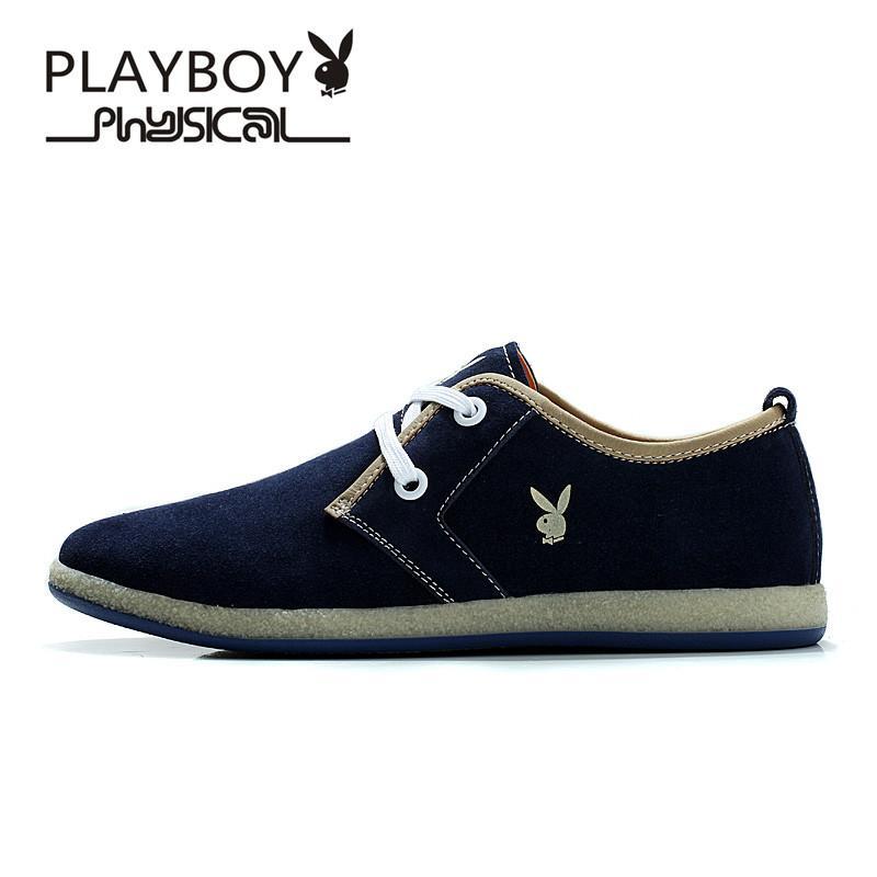 花花公子PLAYBOY男鞋2016秋季新款英伦时尚反绒休闲鞋运动鞋透气潮流板鞋36225 深蓝色 44码