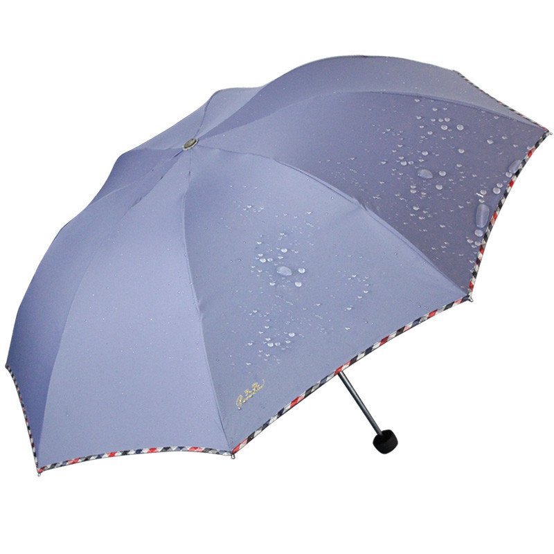 天堂 307E碰击布格子布包边三折商务伞晴雨伞