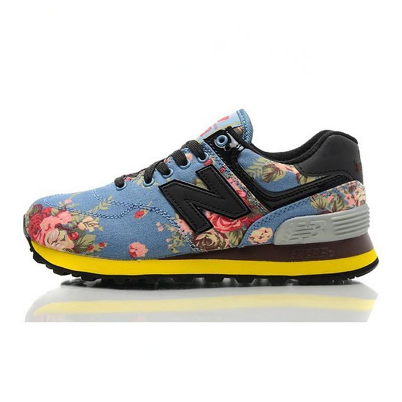New Balance/新百伦 新款女鞋运动鞋 N字母跑步鞋透气 鞋复古潮鞋宫系列碎花 黑浅蓝红 37码