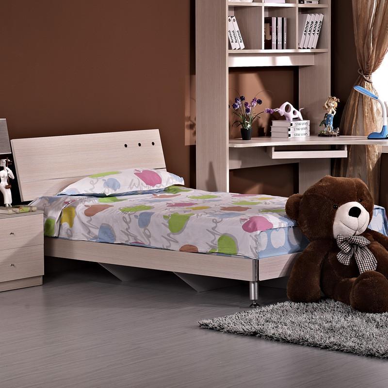 现代时尚简约单人床儿童板式床银线木色火热促销（另有儿童套房，含书桌+小衣柜+单人床） 胡桃色