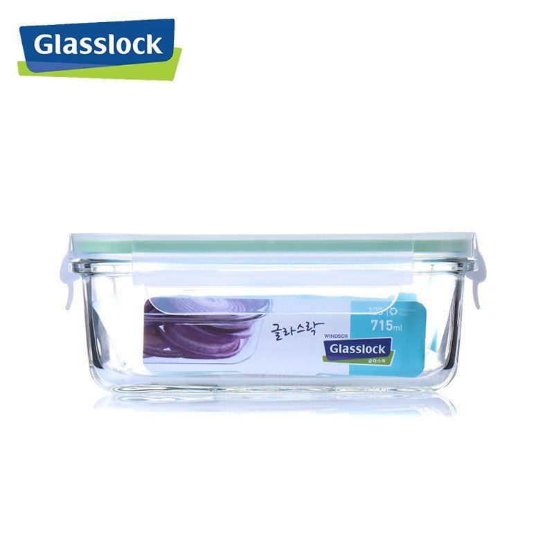 三光云彩(GLASSLOCK) 钢化耐热玻璃保鲜盒 饭盒韩国进口长方形饭盒695ml微波炉可用密封防漏收纳盒便当盒