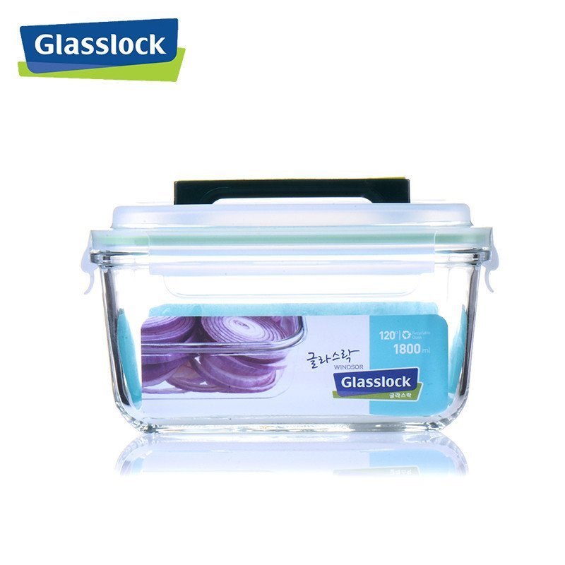 三光云彩(GLASSLOCK) 手提玻璃保鲜盒大容量储物盒1800ml健康环保食物耐热钢化玻璃收纳盒防潮防霉密封盒