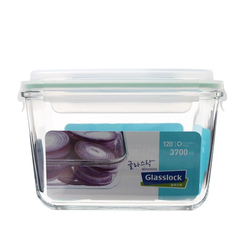 三光云彩(GLASSLOCK)韩国进口钢化耐热玻璃保鲜盒大号水果食品收纳盒RP604 3700ml大容量手提保鲜盒