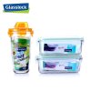 三光云彩(GLASSLOCK)钢化玻璃耐热保鲜盒苏打玻璃水杯健康环保便携饭盒三件套加厚防摔便当盒茶杯CY009