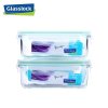 三光云彩(GLASSLOCK)钢化耐热玻璃保鲜盒 饭盒695ml*2韩国进口加厚耐摔饭盒长方形透明便当盒