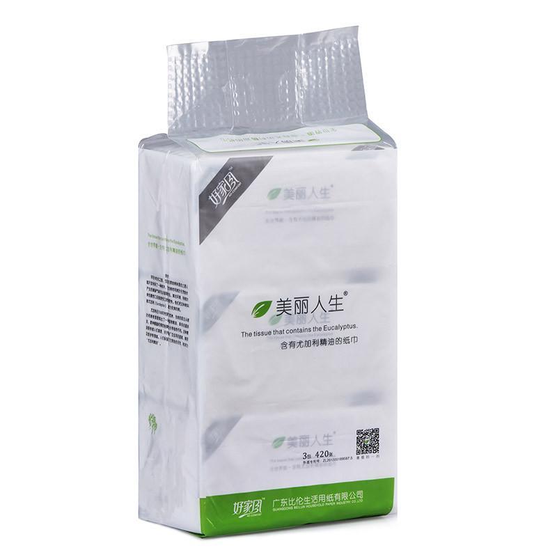 好家风 抽纸 美丽人生含尤加利精油的面巾纸软抽420张3层3包装纸巾