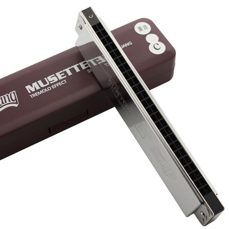 huang 黄牌134-1加厚款 高级演奏24孔重音口琴 a调