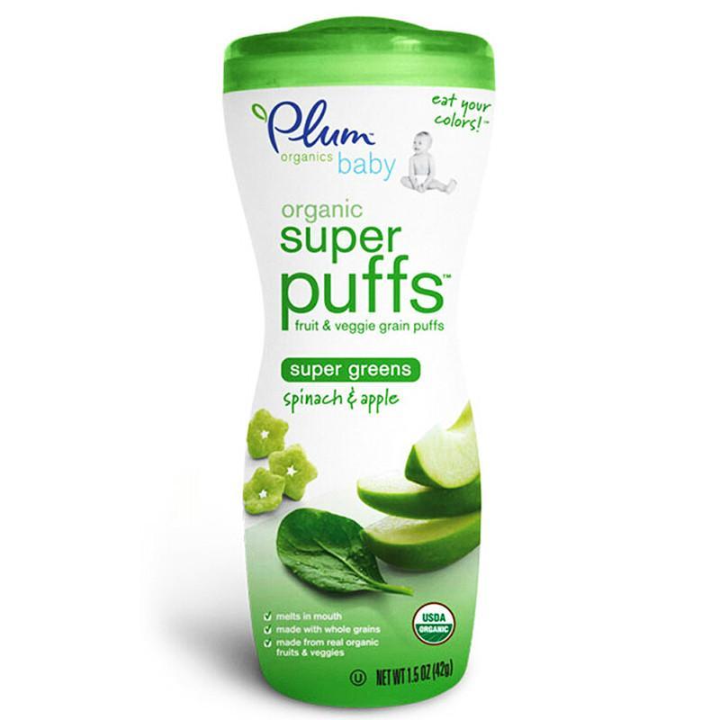 美国 Plum Organic 超级有机苹果菠菜星星泡芙 42g