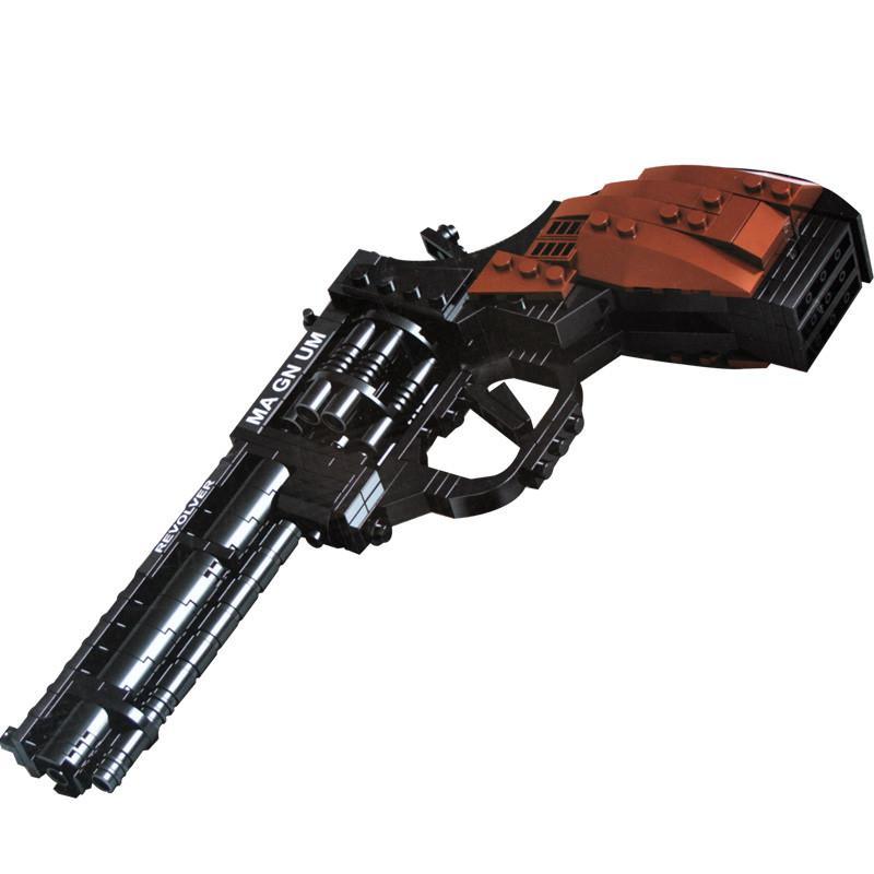 奥斯尼积木拼插玩具超级军备系列手枪大左轮300块积木p22511