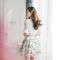 米纱2015新款韩版时尚修身两件套白色上衣印花雪纺打底连衣裙9017 冰淇淋图案 XL