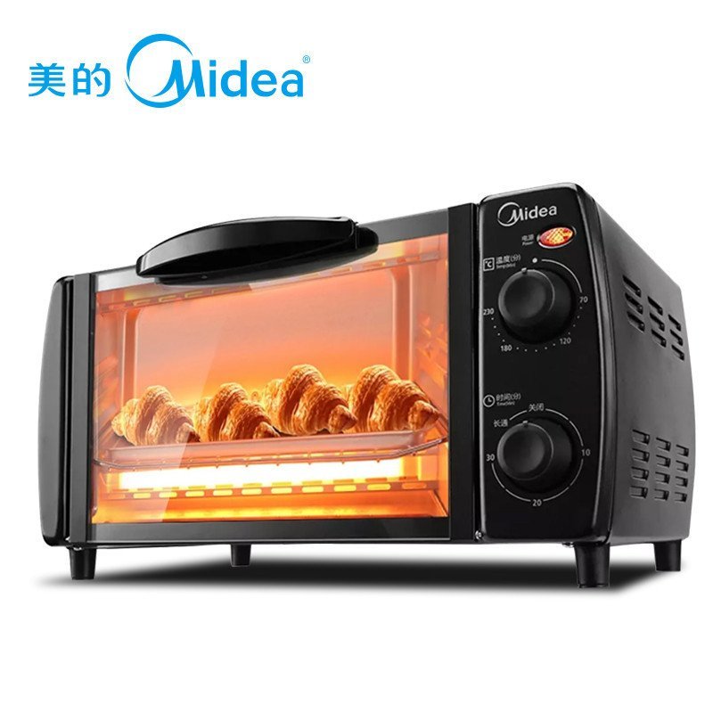 美的(Midea) 电烤箱 T1-L101B 黑色 10L 双层烤位上下发热管