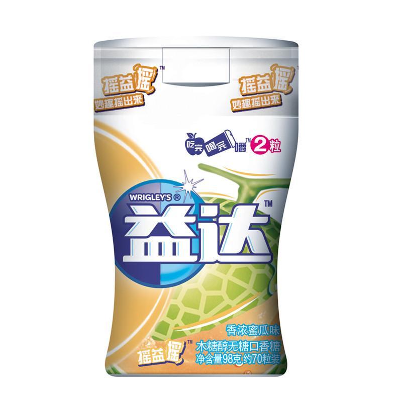 益达木糖醇无糖口香糖摇益摇香浓蜜瓜味70粒98g