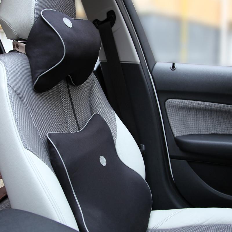 Karcle/卡客 汽车头枕腰靠 车用护腰靠垫靠背腰垫腰枕 记忆棉头枕腰靠套装黑色头枕+腰靠