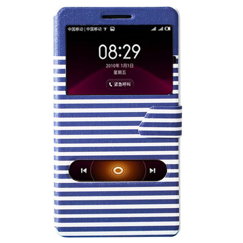 ERTE 红米note手机套 手机壳 卡通保护皮套 适用于红米note/红米note增强版 倒影 彩绘卡通皮套 蓝白条