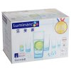 Luminarc法国弓箭(ARC)乐美雅 凝彩冰蓝色水杯茶杯酒杯啤酒杯玻璃杯330ML(六只装)H5803不保温