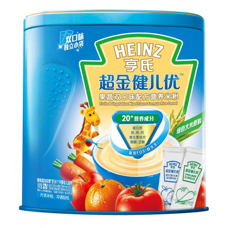 Heinz亨氏超金健儿优果蔬双口味配方营养米粉375g
